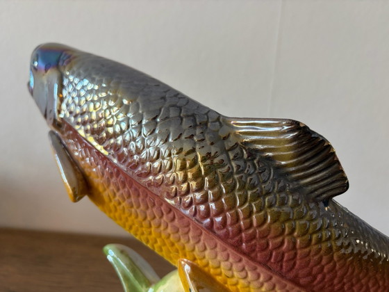 Large vintage ceramic trout in Hubert Bequet style, Artisan, Decorative Objects, Multi Color (photo 13 of 14)