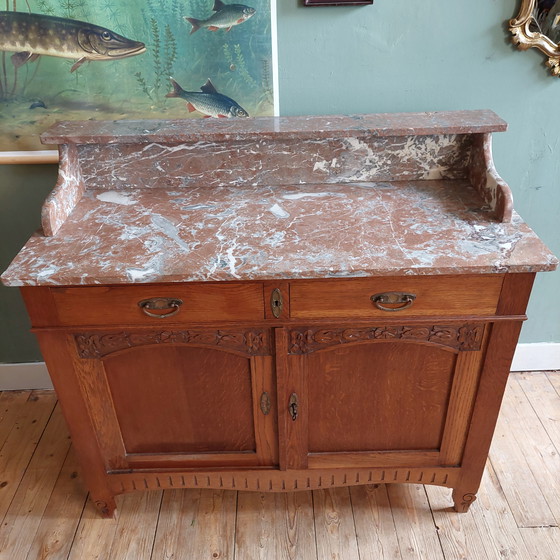 Image 1 of Antique French sideboard with marble top