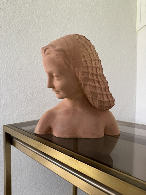 Sculpture Terracotta Bust Signed Guéro