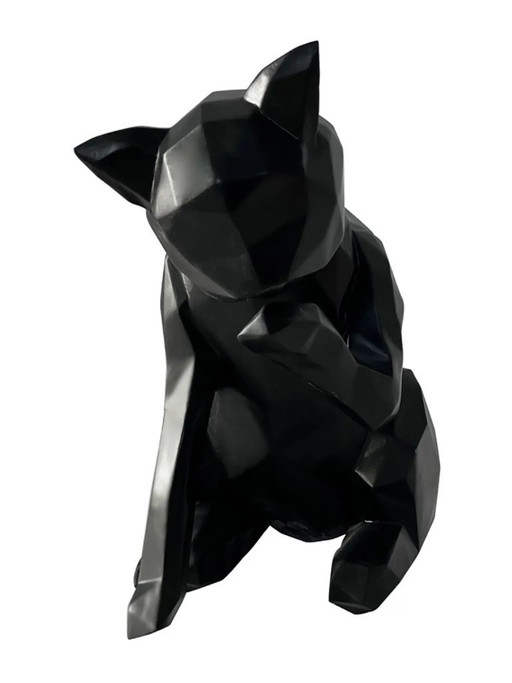 Fiberglas-Skulptur – Katzen, 2er-Set – Schwarz