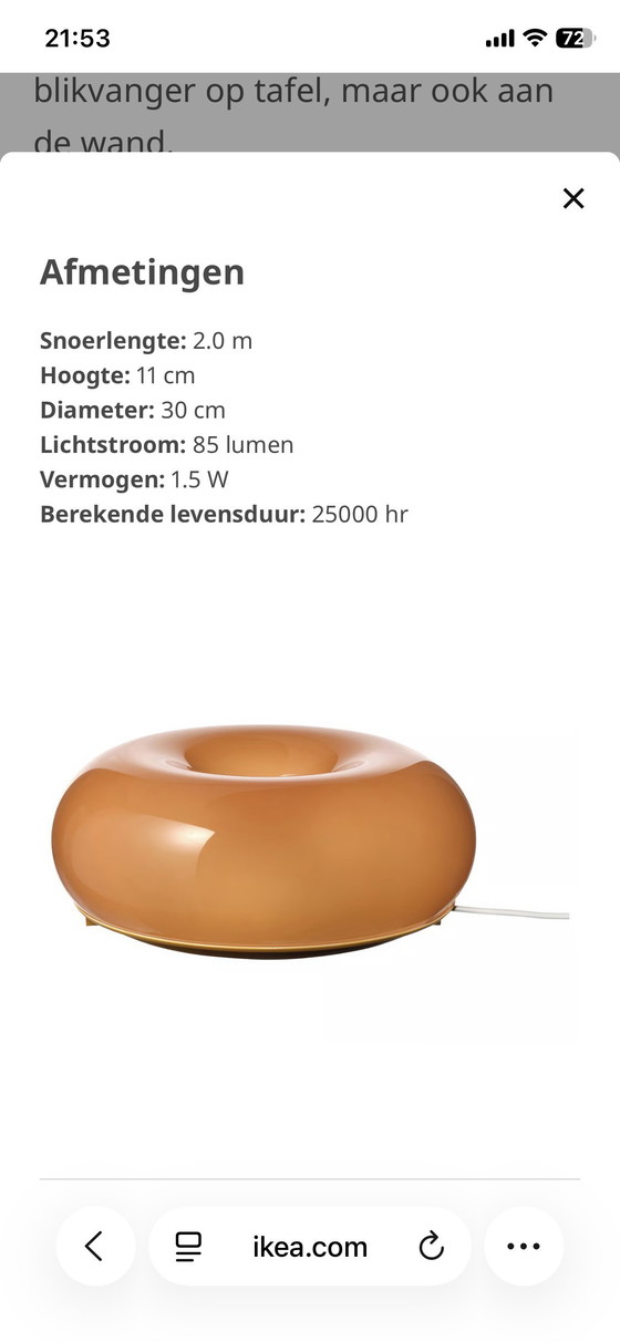 Image 1 of VARMBLIXT, lampe donut Ikea