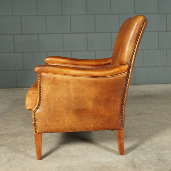 Image 1 of Vintage schaapsleren fauteuil – cognacbruin – Bendic International