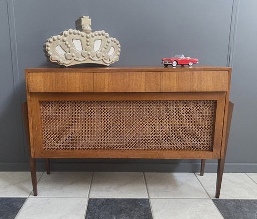 Teak Small sideboard webbing front 1960s