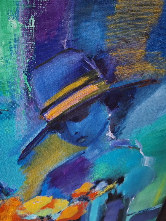 Image 1 of Pittura astratta in blu e verde