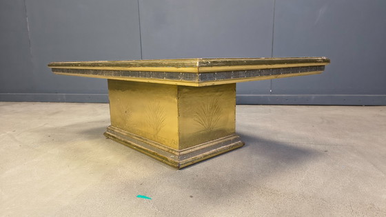 Image 1 of Gony Nava etched brass coffee table, 1970s
