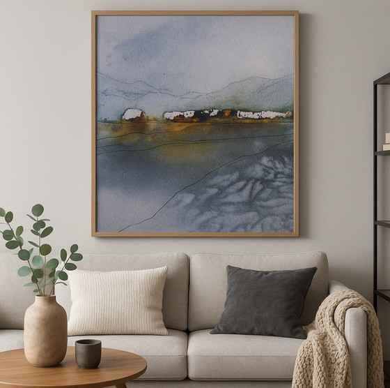 Image 1 of Spring in the mountains,watercolor on paper in mixed media