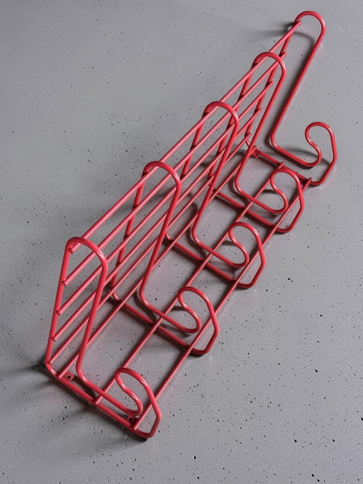 Perchero/sombrerero de pared vintage IKEA 'Frän', diseño posmoderno de los años 80, con alambre metálico recubierto de color
