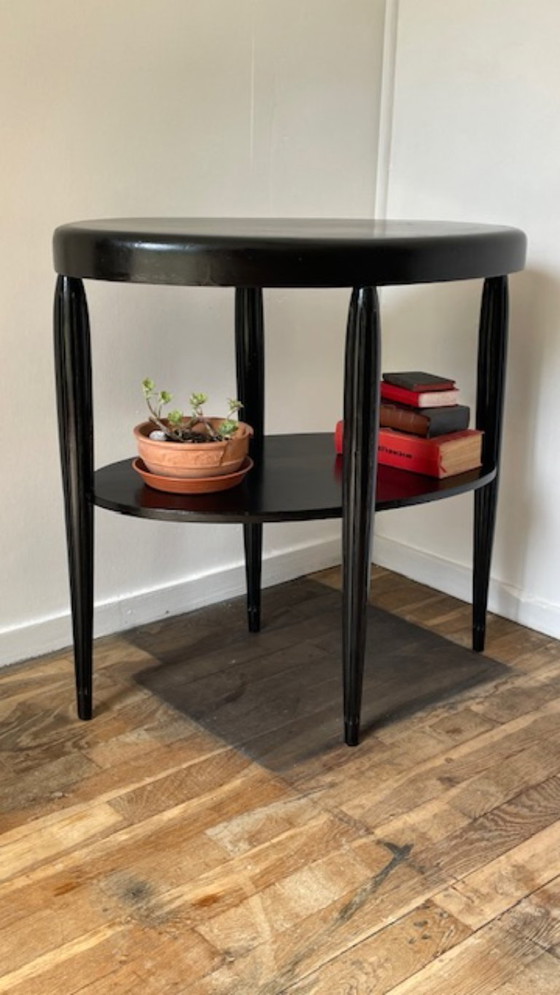 Image 1 of Art Deco Black Wood Console Table