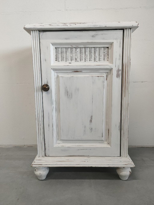 Mobiletto da parete/ingresso vintage in legno sbiancato di Brocante.