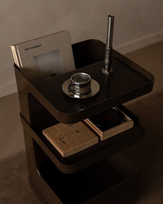 Image 1 of Vintage Marc Held trolley for Prisunic – brown Space Age serving trolley