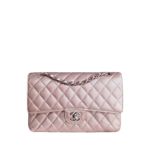 Chanel Classic Flap Medium - Pixelated Calfskin Metallic Pink Silver Hardware Series 21