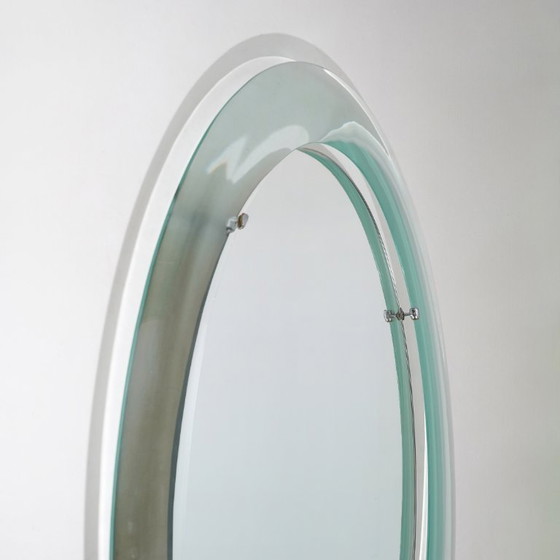 Image 1 of Espejo de pared con marco de cristal curvado de Metalvetro, década de 1970.