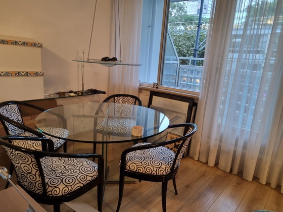 4 x Paco Capdell black lacquered chair – Dining chairs, Textile, Wood (photo 5 of 5)