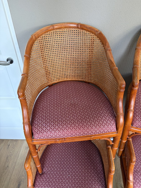 Image 1 of 4 vintage Giorgetti webbing faux bamboo dining chairs