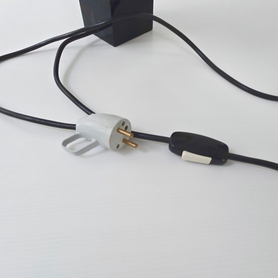 Image 1 of Vintage 1970s Italian Duck Table Lamp, Black & Burgundy Lacquered Wood