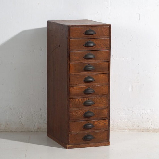 Artist storage chest Japanese ten-drawer cabinet – Showa Period (c.1950–1979) – Chest of drawers, Metal (photo 12 of 40)