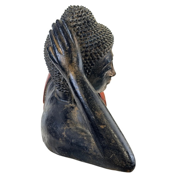 Antique Burmese Teak Wood Reclining Buddha – 19th Century – 102 cm – Sculpture (photo 7 of 11)