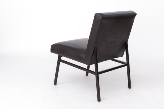 Image 1 of 1 di 4 Poltrona lounge vintage Stol Kamnik, stile Bauhaus, similpelle nera, Slovenia anni '60