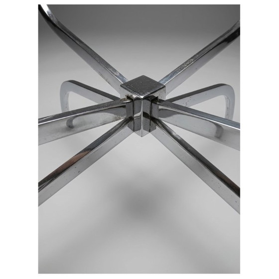 Image 1 of Table basse design vintage années 70 - Chrome et verre - Style futuriste