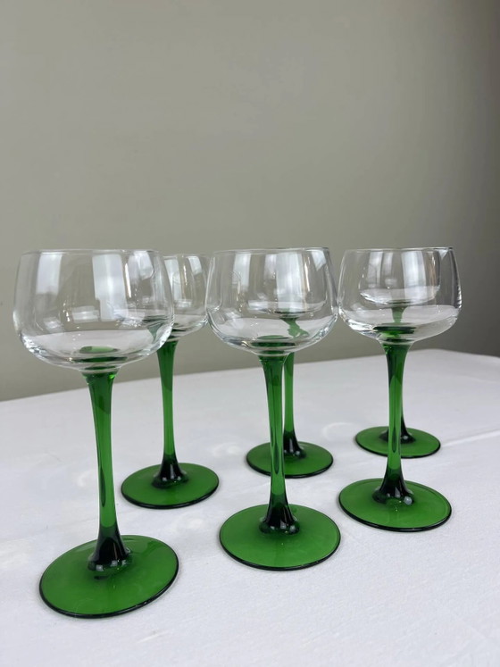 6 copas verdes Luminarc – Vasos y jarras, Crystal, Glass, Vintage (photo 2 of 8)