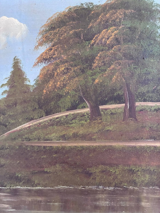 Image 1 of Peinture à l'huile originale d'époque, paysage signé, art champêtre, vers 1930