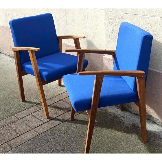 Image 1 of Pair of vintage bridge chairs in solid teak, 1950