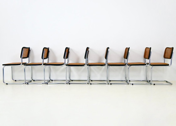 Sedie da pranzo Stile B32 di Marcel Breuer, Set di 8 – Rattan, Legno (photo 6 of 8)