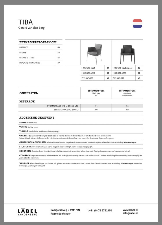 Image 1 of Label Tiba Esszimmerstuhl