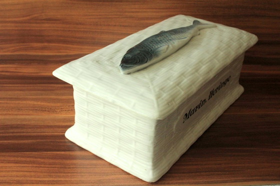 Image 1 of Excepcional tarro de pescado - terrina de pescado - tarro de arenque - cerámica