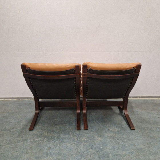 Image 1 of Set Ingmar Relling Siësta Chair Sedie Poltrona vintage in pelle cognac Westnova anni '60/'70