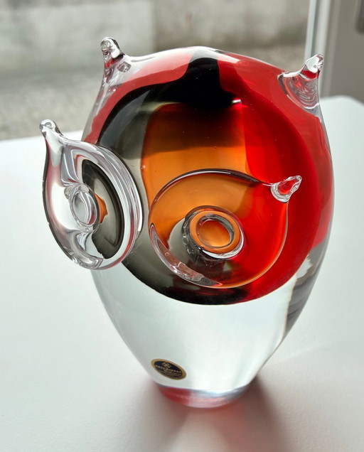 Glasobjekt „Eule“, Kunstkristall Bohemia