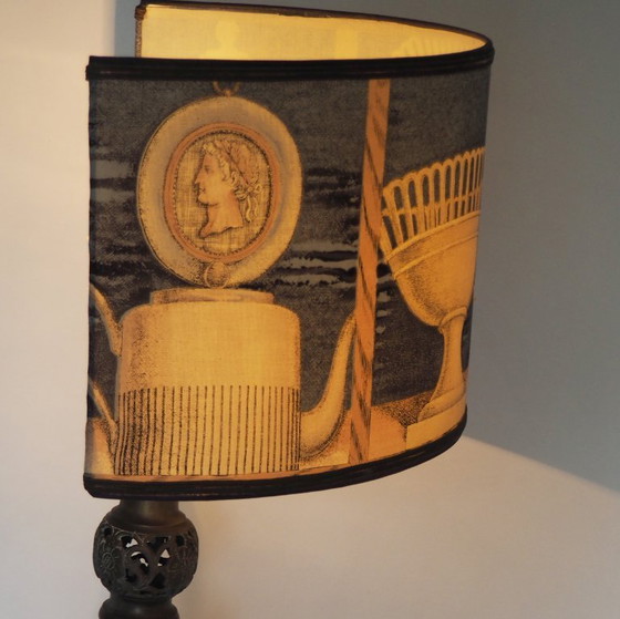 Image 1 of Large Filagree bronze table lamp/shadow Fornasetti fabric