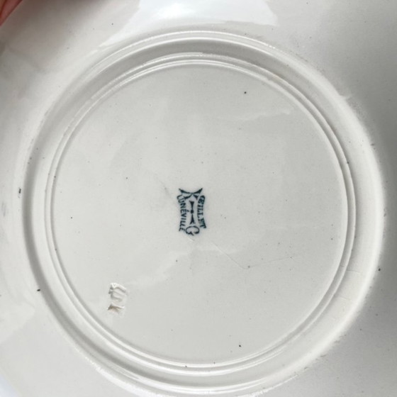 Image 1 of Set of 6 "Carnation" pattern dinner plates, KG Lunéville, ironstone, 19th century