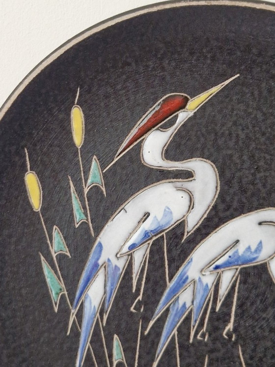 Image 1 of Ruscha.Wall plate with cranes.50'Germany.
