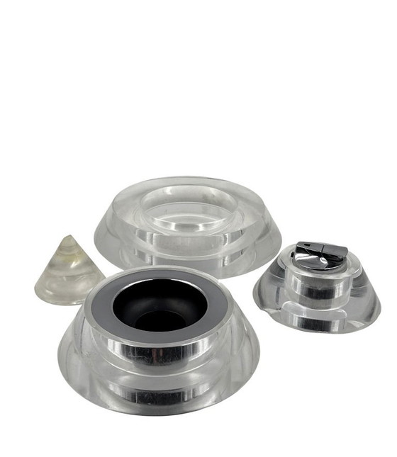 Image 1 of Space age lucite conical smoking set, Italy 1970