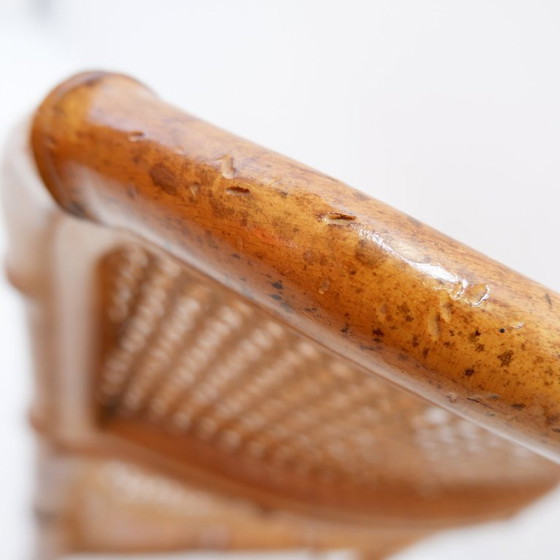 Image 1 of Poltrona d'accento vintage in stile organico, in finto bambù e canna - anni '60