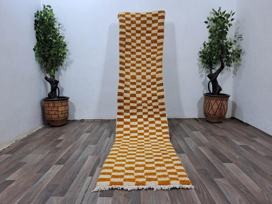 Alfombra de Lana Auténtica Tradicional Hecha a Mano Naranja y Blanca 75/300 Cm – Aime Té, Wool (photo 5 of 6)