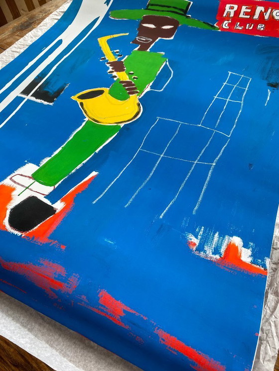 Image 1 of In de coulissen - Lester Young bij de club in Reno - Jean-Michel Basquiat 1986 - Poster 70 × 100 cm