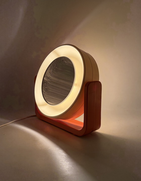 Image 1 of Space Age Orange Illuminated Table Mirror Mod. W93, Allibert, West Germany 1960s