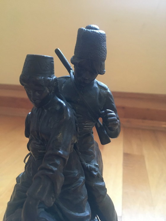 Image 1 of "Das Kosakenpaar" von Albert Moritz Wolff (Bronzefigur, signiert)