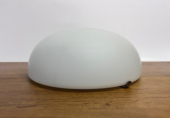 Image 1 of Mid Century Wit Mat Glas Plafonnière Gispen Stijl Ø 35 cm
