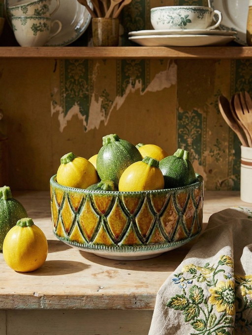 Saladier ou coupe en céramique italienne vintage mid-century décor d'écailles