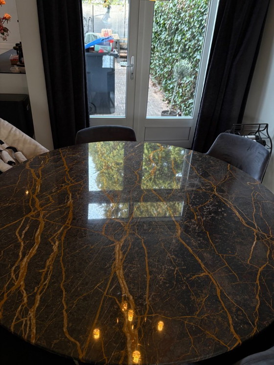 Image 1 of Table de salle à manger ronde en marbre de 150 cm