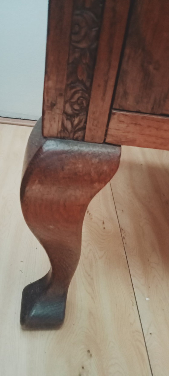 Image 1 of Autentica vecchia credenza da tè olandese, vetrina con anta curva e vetro inciso