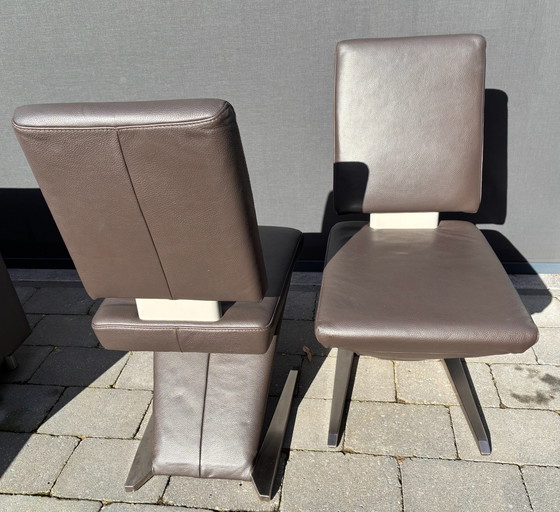 Two design dining chairs, Musterring, Leather, Chrome, Brown (photo 6 of 14)