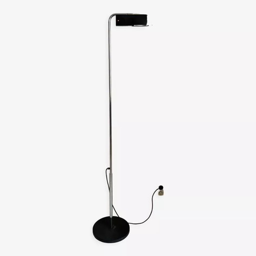 Vintage Floor Lamp, Chrome And Black, Gismondi For Artemide, Italy 1980