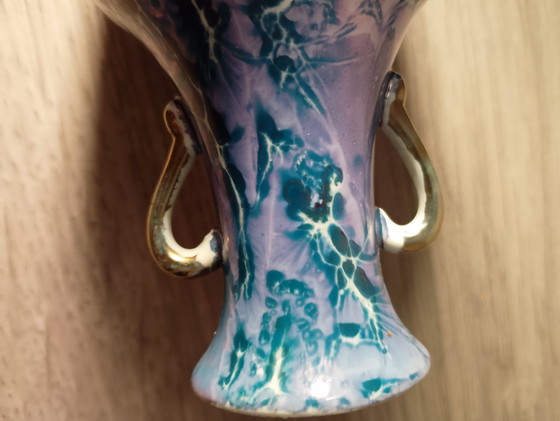 Image 1 of Rare Art Deco vase in uranium glass, manufactured by Scailmont, Belgium, shape 78 and monogram