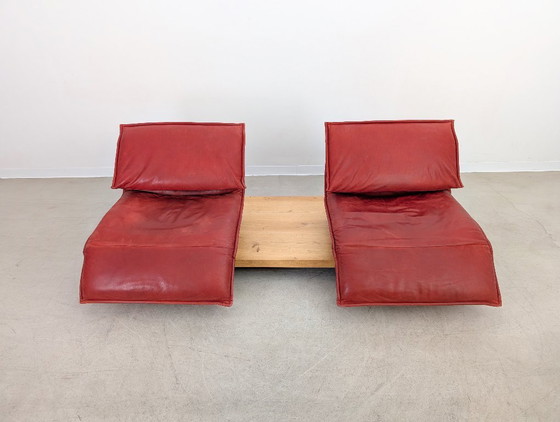 Image 1 of Original Koinor Free Motion 2 Edit Sofa Couch Eiche Leder rot