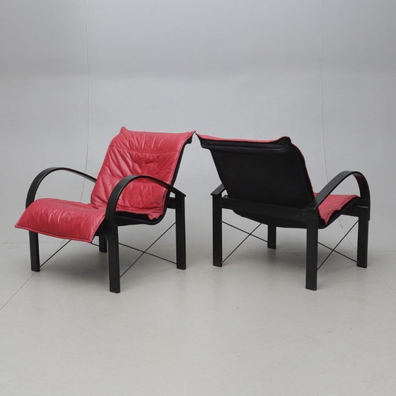 Image 1 of IKEA - Tord Björklund - Armchair - Leather, Wood, Metal - Pair of armchairs - 'Polhem'