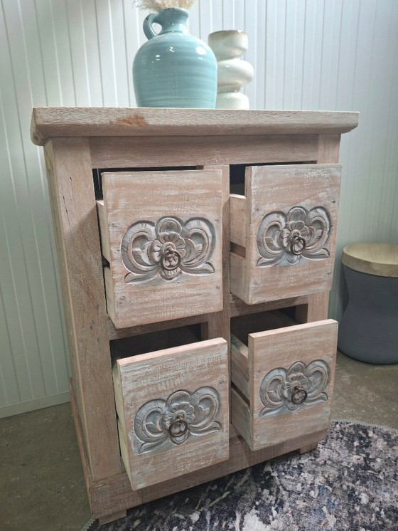 Image 1 of Credenza con 4 cassetti realizzata in legno massello di teak riciclato